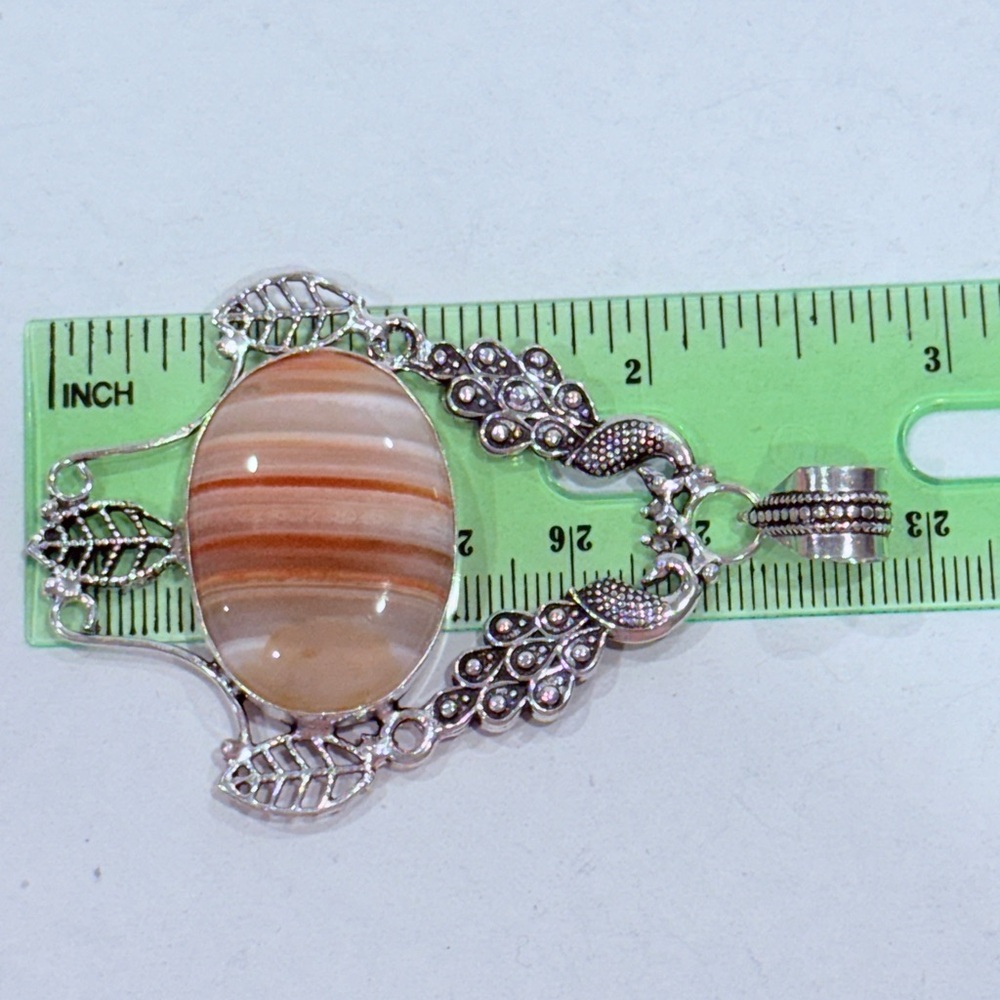 🆕 Natural Botswana Agate Gemstone Big Pendant In Sterling Silver 🆕 - Picture 9 of 11